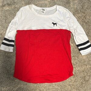 PINK Victoria's Secret Red and White Color Block Top
